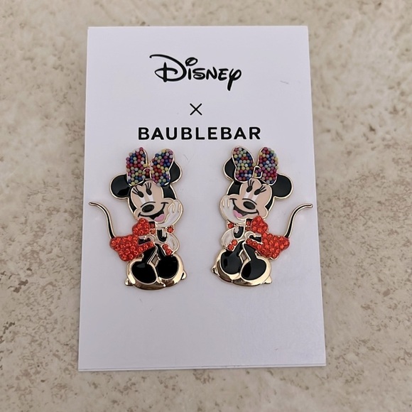 Disney x BAUBLEBAR Minnie Mouse Rhinestone Earrings New - Picture 2 of 5